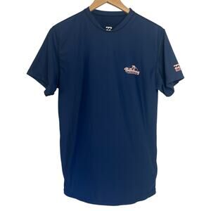Billabong Boys Sz 16 Navy Blue Logo Rash Guard Loose Fit UPF 50 Sun Protection